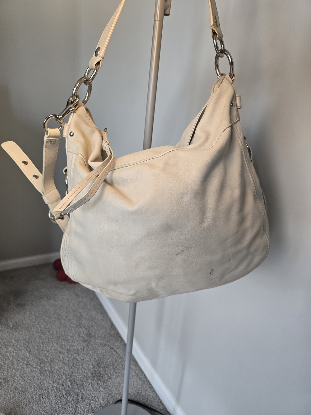 Coach-Cream Leather Shoulder Bag - Women